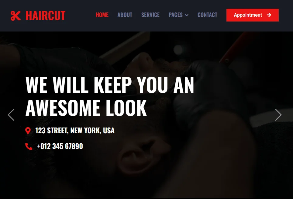 diseño web barbería Haircut