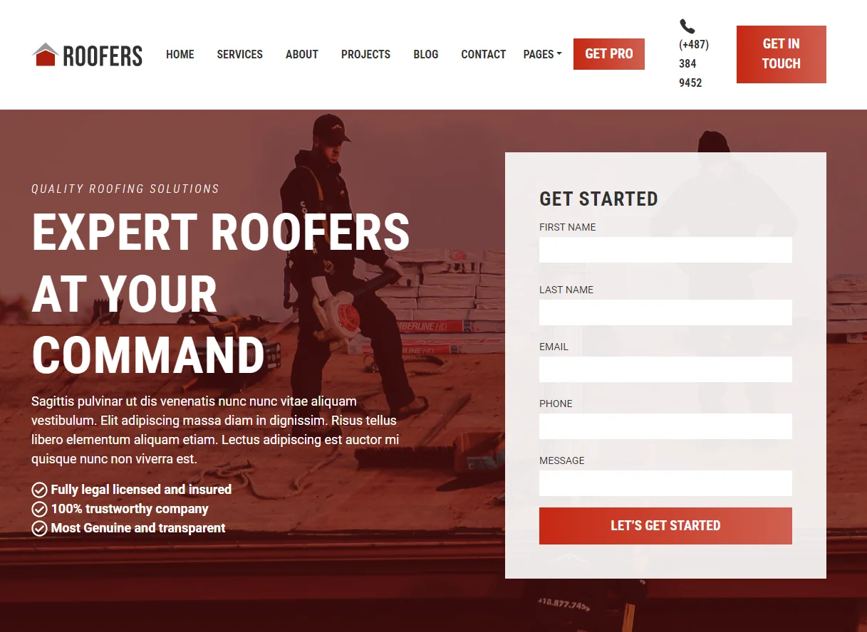 diseño web Roofers para techadores